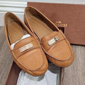 Coach Brown Tan Leather Loafers for Women Federica 7.5